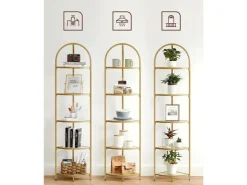 Vasagle Eckregal 5 Ebenen Hartglas 28 cm x 28 cm x 158 cm Gold* Eckregale