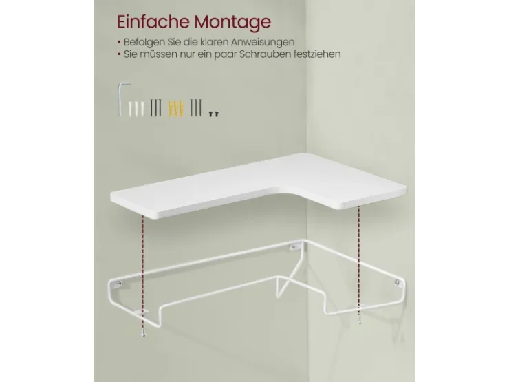 Vasagle Eckregal 2er Set L-förmig 29 cm x 40 cm Weiß* Wandregale|Schweberegale