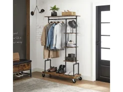 Vasagle Garderobe mit Rollen 40 cm x 103,5 cm x 174,5 cm Braun-Schwarz