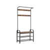 Vasagle Garderobenständer 84 cm x 183 cm x 33,7 cm Braun-Schwarz* Regale Schwarz|Sitzbänke