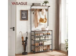 Vasagle Garderobenständer 5 Ebenen 32,2 cm x 80 cm x 182 cm Braun-Schwarz* Regale Schwarz