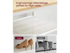 Vasagle Garderobenständer Modern 35 cm x 98 cm x 180 cm Eiche-Weiß* Sitzbänke