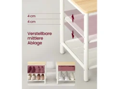 Vasagle Garderobenständer Modern 35 cm x 98 cm x 180 cm Eiche-Weiß* Sitzbänke