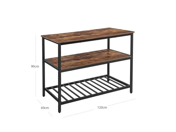 Vasagle Küchenregal 3 Ablagen 60 cm x 120 cm x 90 cm Braun-Schwarz* Regal Weiß|Regale Schwarz