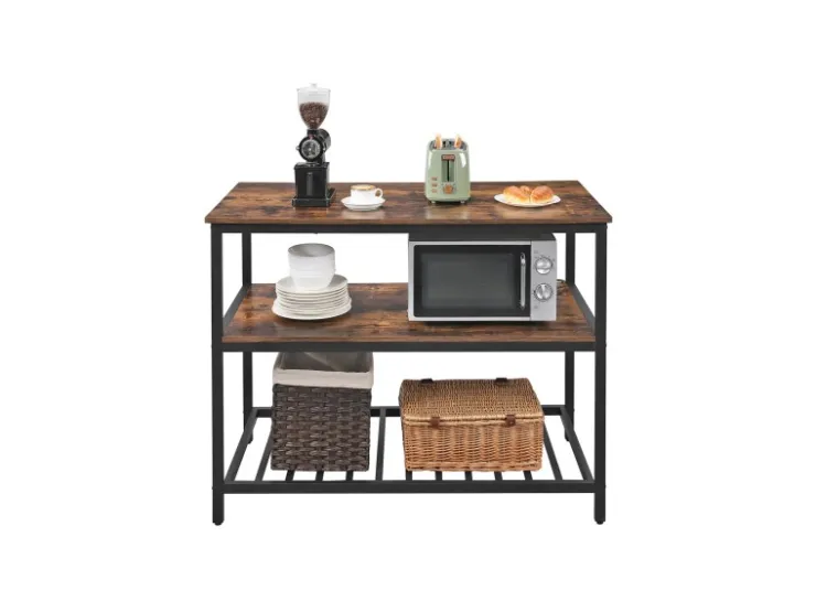 Vasagle Küchenregal 3 Ablagen 60 cm x 120 cm x 90 cm Braun-Schwarz* Regal Weiß|Regale Schwarz