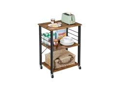 Vasagle Küchenregal mit Rollen 40 cm x 60 cm x 89 cm Braun-Schwarz