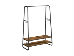 Vasagle Kleiderständer mit 2 Regalen 45 cm x 100 cm x 160 cm Braun-Schwarz* Metallregale|Regale Schwarz