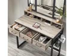 Vasagle Schminktisch mit Hocker Greige-Schwarz* Hocker