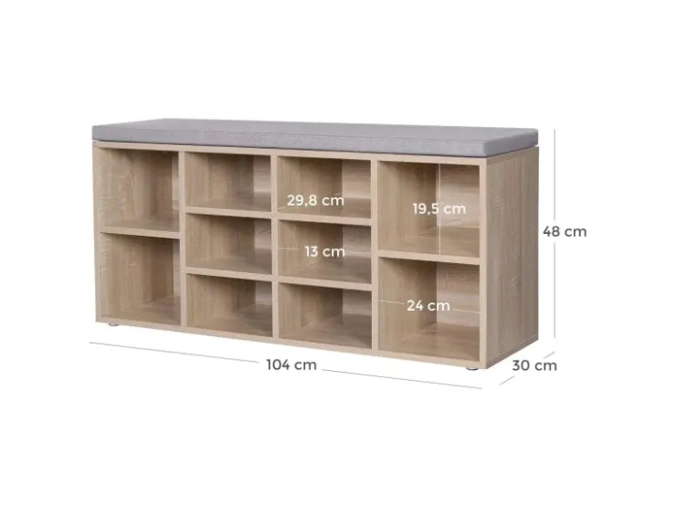 Vasagle Schuhbank 30 cm x 104 cm x 48 cm Eichefarben-Grau* Sitzbänke