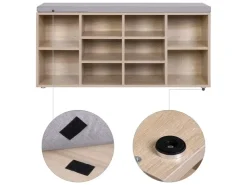 Vasagle Schuhbank 30 cm x 104 cm x 48 cm Eichefarben-Grau* Sitzbänke