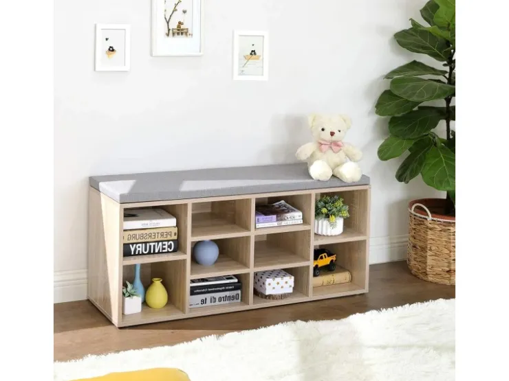 Vasagle Schuhbank 30 cm x 104 cm x 48 cm Eichefarben-Grau* Sitzbänke