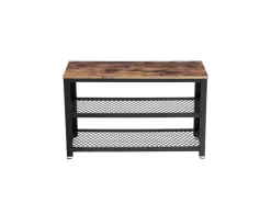 Vasagle Schuhbank mit 2 Gitterablagen 30 cm x 73 cm x 45 cm Braun-Schwarz