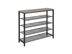 Vasagle Schuhregal 4 Ebenen 100 cm x 30 cm x 92,5 cm Grau-Schwarz* Regale Massivholz