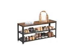 Vasagle Schuhregal 2 Gitterablagen 30 cm x 100 cm x 45 cm Braun-Schwarz* Regale Massivholz