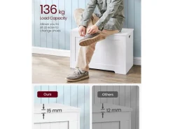 Vasagle Schuhtruhe 40 cm x 76 cm x 48 cm Weiß* Sitzbänke