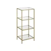 Vasagle Standregal 4 Ablagen Hartglas 30 cm x 40 cm x 95 cm Gold