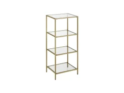 Vasagle Standregal 4 Ablagen Hartglas 30 cm x 40 cm x 95 cm Gold