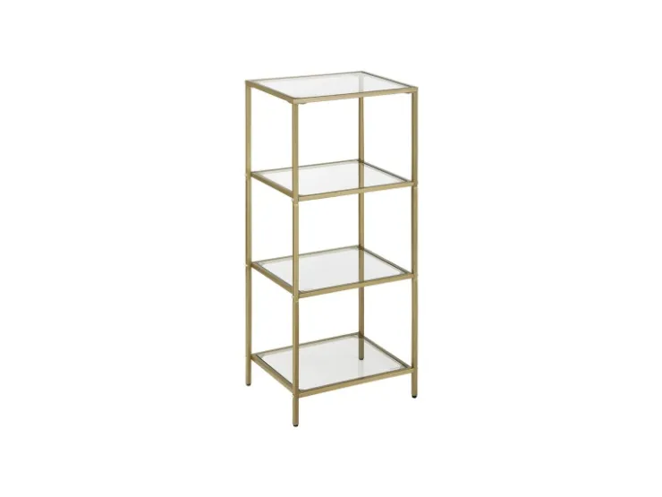 Vasagle Standregal 4 Ablagen Hartglas 30 cm x 40 cm x 95 cm Gold