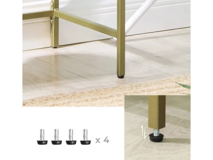 Vasagle Standregal 4 Ablagen Hartglas 30 cm x 40 cm x 95 cm Gold