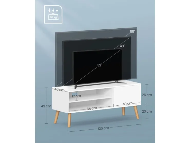 Vasagle TV-Schrank Industrie-Design 40 cm x 120 cm x 49 cm Weiß* Regal Weiß