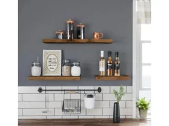 Vasagle Wandboard 20 cm x 80 cm x 3,8 cm Braun* Regale Massivholz|Holzregale