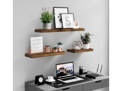 Vasagle Wandboard 20 cm x 80 cm x 3,8 cm Braun* Regale Massivholz|Holzregale
