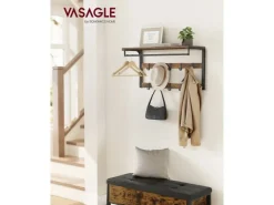 Vasagle Wandgarderobe mit Ablage 30 cm x 80 cm x 42 cm Braun-Schwarz* Regale Schwarz
