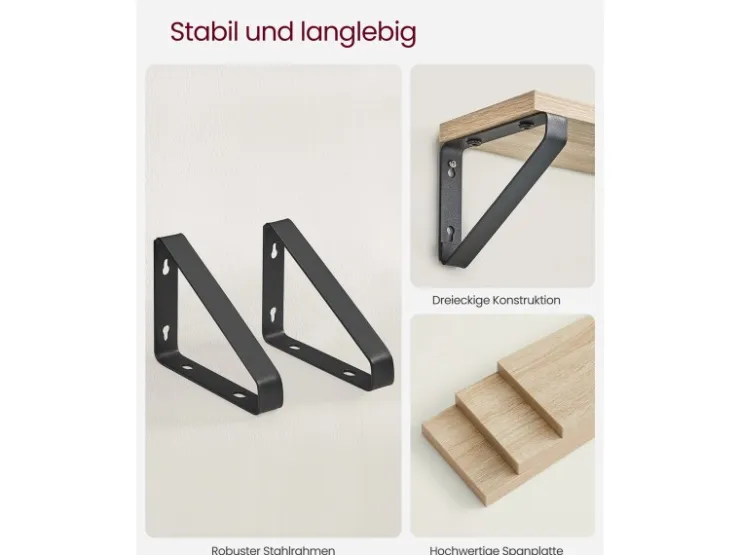 Vasagle Wandregal 3er Set Eiche Schwarz* Schweberegale|Regale Massivholz