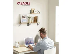 Vasagle Wandregal 3er Set Eiche Schwarz* Schweberegale|Regale Massivholz