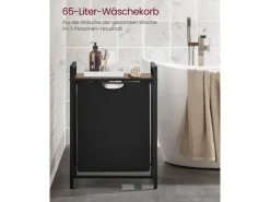 Vasagle Wäschesammler mit Ablage 50 cm x 33 cm x 72 cm Braun-Schwarz