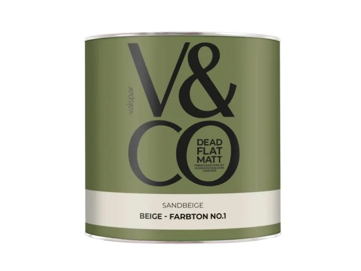 V&CO Premium-Innenfarbe Dead Flat Matt Beige Farbton 1 2,5 l* Innenfarben