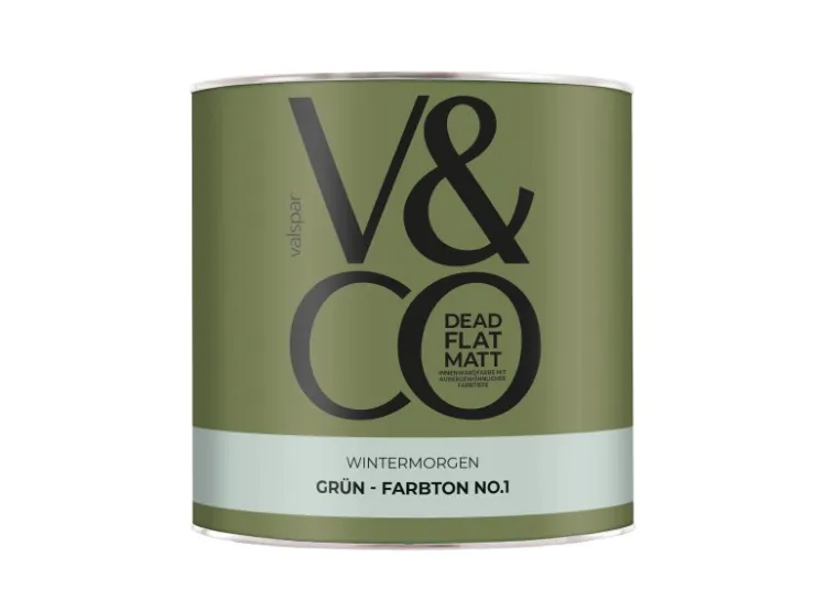 V&CO Premium-Innenfarbe Dead Flat Matt Grün Farbton 1 2,5 l* Innenfarben