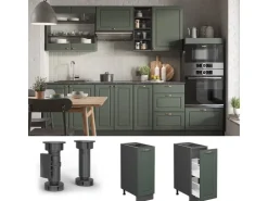 Vicco Apothekerschrank Fame-Line Grün-Gold Landhaus/Anthrazit 30 cm ohne Arbeitsplatte