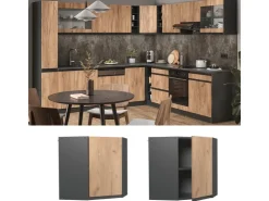 Vicco Eckhängeschrank R-Line Küchen-Eckschrank Goldkraft /Anthrazit 57 cm J-Shape* Eckregale