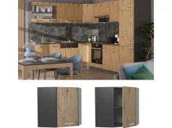 Vicco Eckhängeschrank R-Line Küchen-Eckschrank Artisan-Eiche/Anthrazit 57 cm* Eckregale