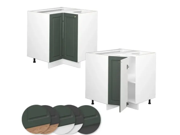 Vicco Eckunterschrank Fame-Line Grün-Gold Landhaus/Weiß 81 cm ohne Arbeitsplatte