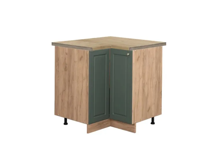 Vicco Eckunterschrank Fame-Line Grün-Gold Landhaus/Goldkraft Eiche 81 cm AP Eiche