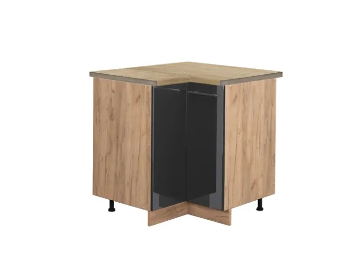 Vicco Eckunterschrank Fame-Line Hochglanz/Goldkraft Eiche 81 cm AP Eiche