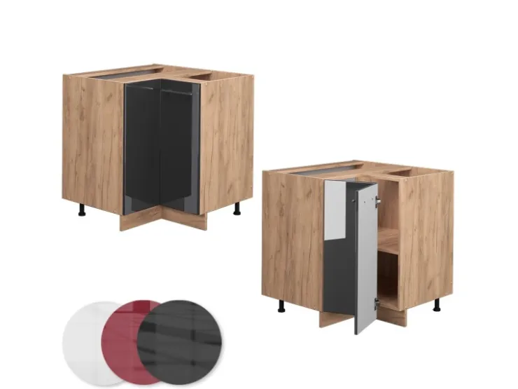 Vicco Eckunterschrank Fame-Line Hochglanz/Goldkraft Eiche 81 cm AP Eiche