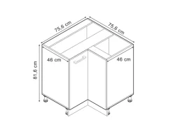 Vicco Eckunterschrank R-Line Küchen Eckschrank Artisan-Eiche/Weiß 76 cm AP Marmor