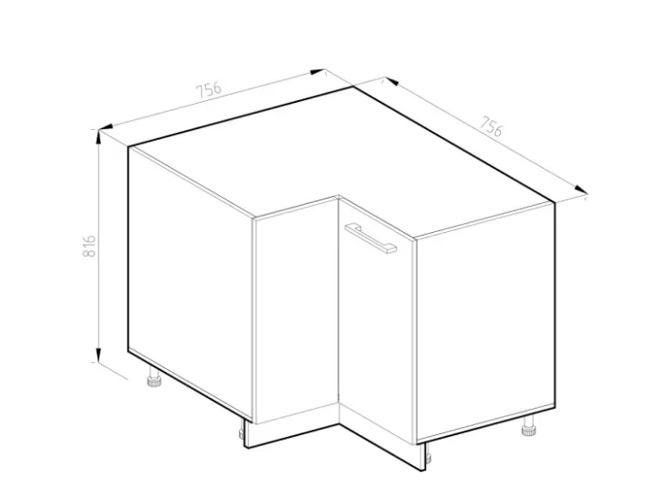 Vicco Eckunterschrank R-Line Hochglanz/Goldkraft Eiche 76 cm ohne Arbeitsplatte