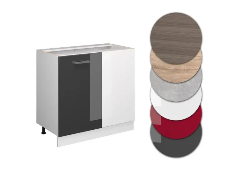 Vicco Eckunterschrank R-Line Hochglanz/Weiß 86 cm ohne Arbeitsplatte