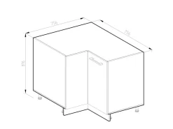 Vicco Eckunterschrank R-Line Küchen Eckschrank Sonoma/Weiß 76 cm ohne Arbeitsplatte