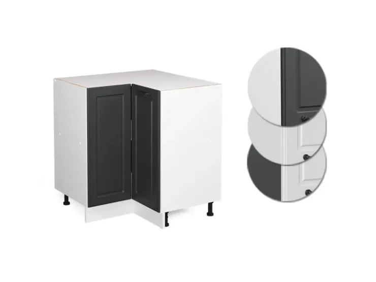 Vicco Eckunterschrank R-Line Anthrazit Landhaus/Weiß 76 cm ohne Arbeitsplatte* Eckregale