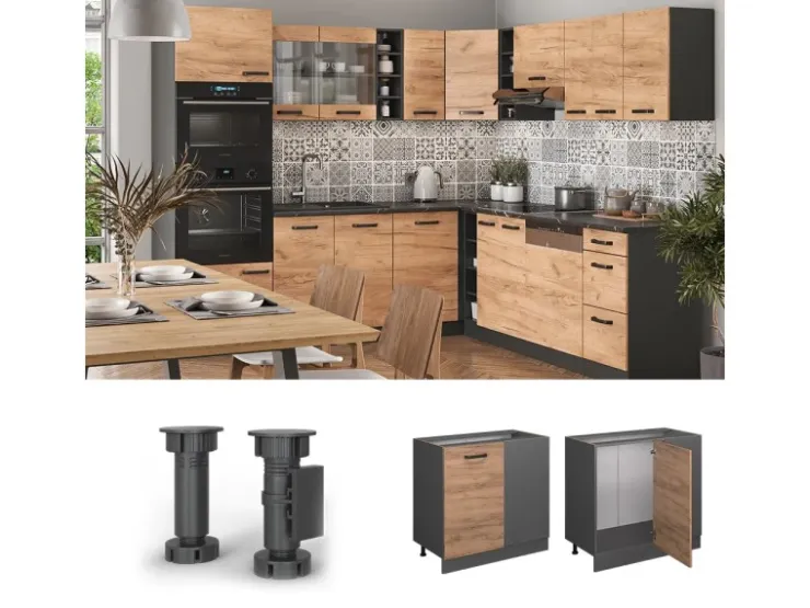 Vicco Eckunterschrank R-Line Goldkraft /Anthrazit 86 cm ohne Arbeitsplatte* Eckregale