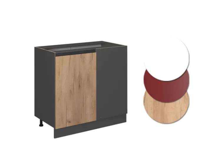 Vicco Eckunterschrank R-Line Goldkraft /Anthrazit 86 cm J-Shape ohne Arbeitsplatte