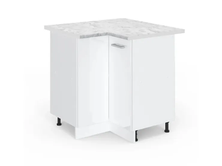 Vicco Eckunterschrank R-Line Küchen Eckschrank Hochglanz/ 76 cm AP Marmor