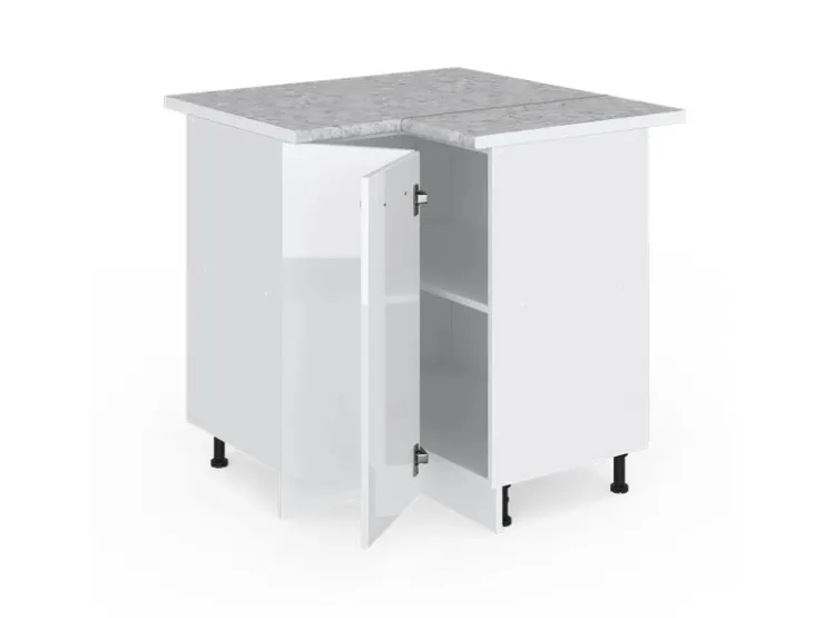 Vicco Eckunterschrank R-Line Küchen Eckschrank Hochglanz/ 76 cm AP Marmor