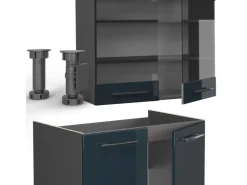Vicco Fame-Line Küchenschränke Hochglanz/Anthrazit 200 cm AP Eiche ohne E-Geräte