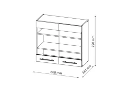 Vicco Küchenglasschrank Fame-Line Glashängeschrank Goldkraft /Anthrazit 80 cm* Vitrinen